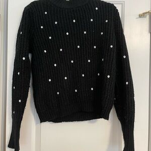 English Factory Black Sweater with White Dots